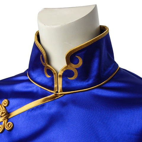 Street Fighter V Cosplay Costume - Chun - Li Classic Battle Outfit Martial Arts Qipao Game Cos Full Set - Coscosmos