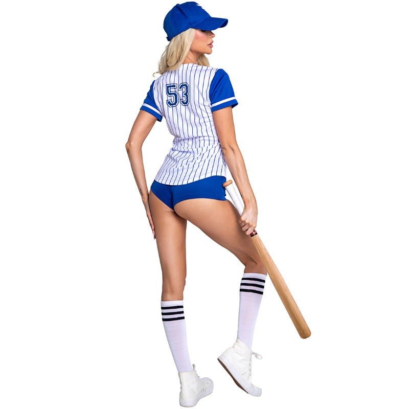 Striped Baseball Jersey: Sexy Cheerleader Costume for Party & Cosplay - Coscosmos