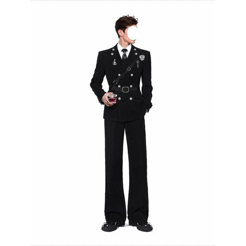 Structured Shoulder Waist-Tailored Blazer Custom Design Formal Suit - Coscosmos