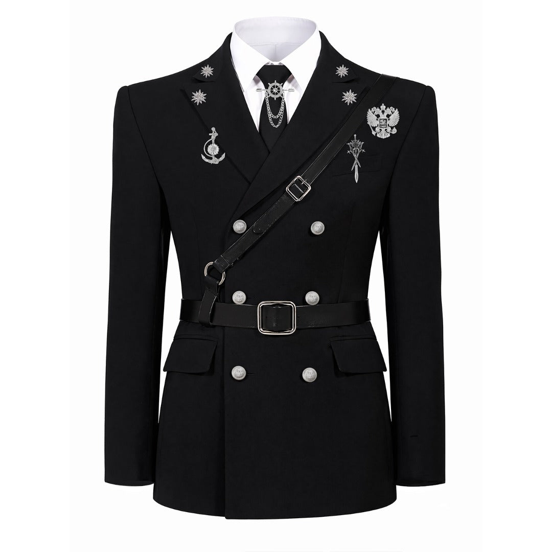 Structured Shoulder Waist-Tailored Blazer Custom Design Formal Suit - Coscosmos
