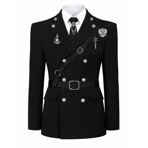 Structured Shoulder Waist-Tailored Blazer Custom Design Formal Suit - Coscosmos