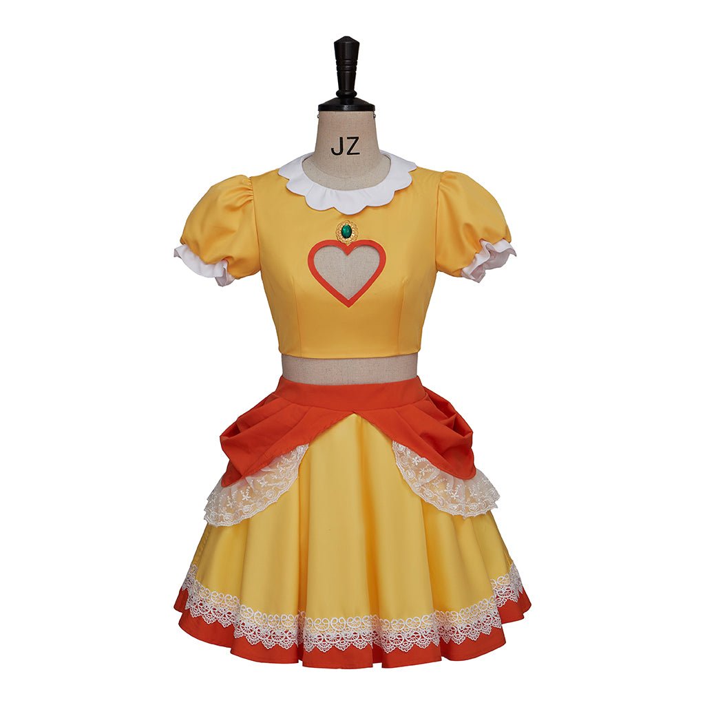 Super Mario Princess Daisy Orange Crop Top and Skirt Two - Piece Set - Coscosmos