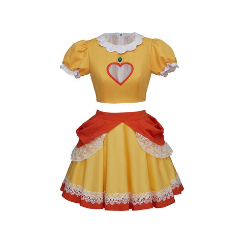 Super Mario Princess Daisy Orange Crop Top and Skirt Two - Piece Set - Coscosmos