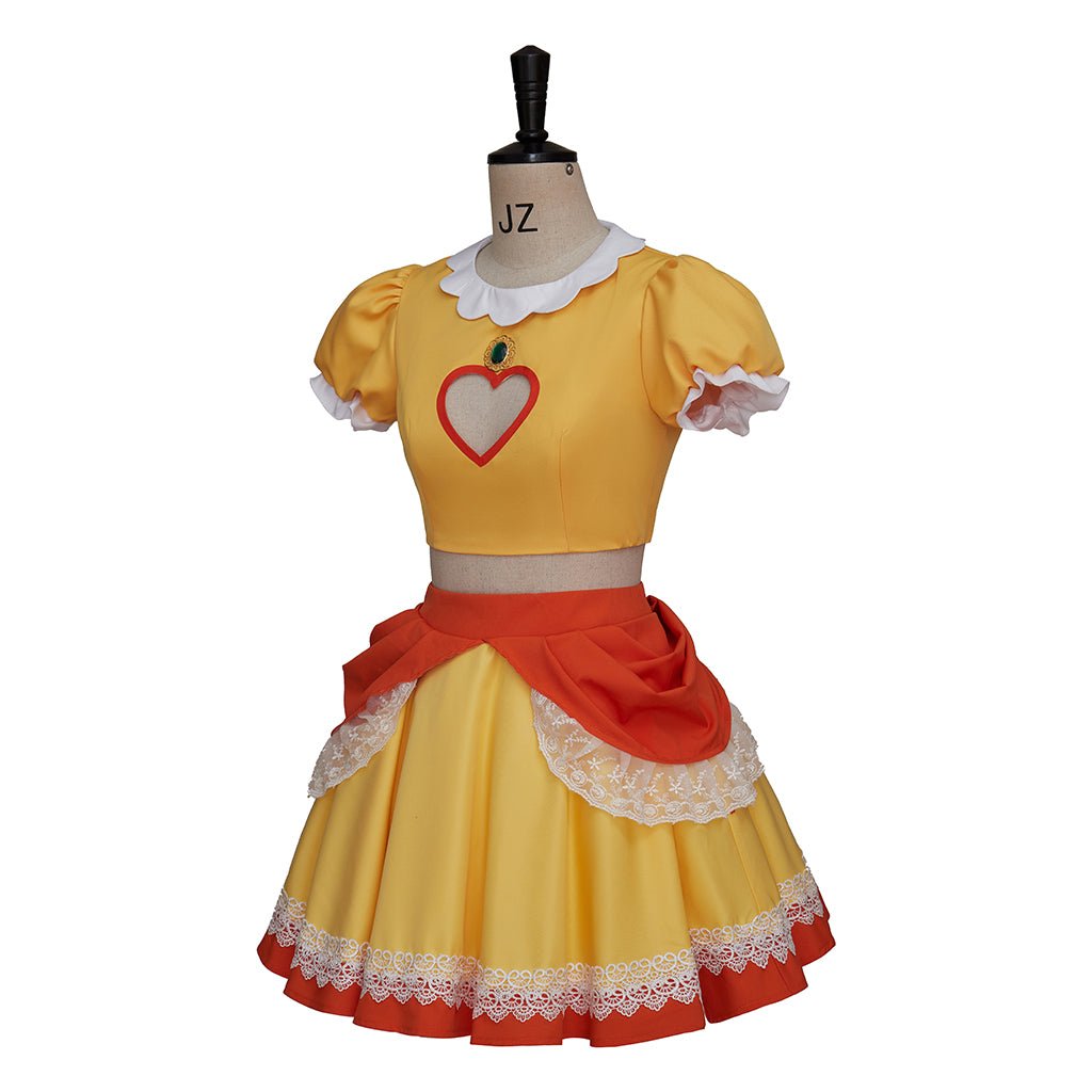 Super Mario Princess Daisy Orange Crop Top and Skirt Two - Piece Set - Coscosmos
