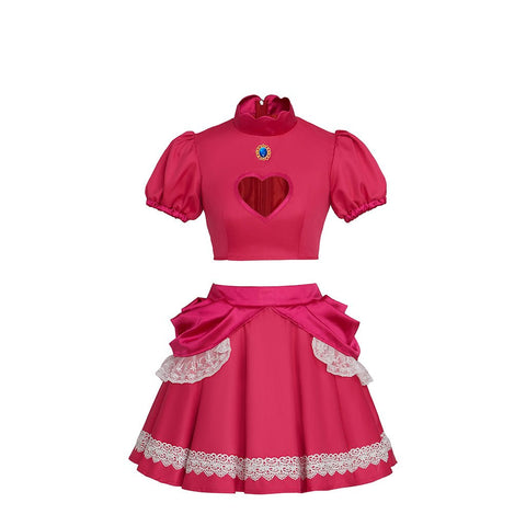 Super Mario Princess Peach Pink Short Dress and Top Two - Piece Set - Coscosmos