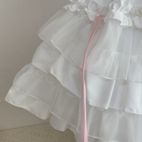 Sweet Lace Cake Lolita Dress 2026 Slim French Puff Short Skirt - Coscosmos
