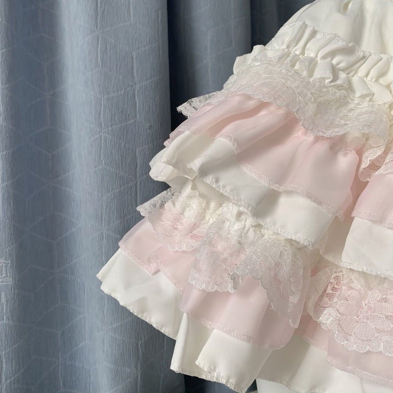 Sweet Lace Cake Lolita Dress 2026 Slim French Puff Short Skirt - Coscosmos