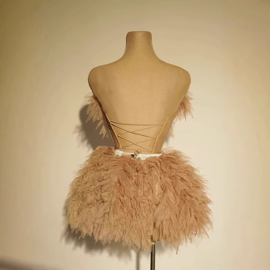 Sweet Stage Outfit Singer Celebrity Performance Costume Birthday Party Dress Fashion Two - Piece Skirt Set - Coscosmos