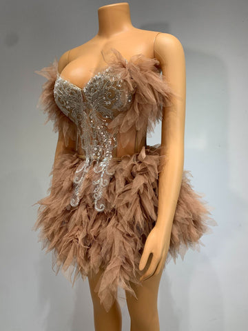 Sweet Stage Outfit Singer Celebrity Performance Costume Birthday Party Dress Fashion Two - Piece Skirt Set - Coscosmos