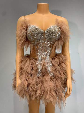 Sweet Stage Outfit Singer Celebrity Performance Costume Birthday Party Dress Fashion Two - Piece Skirt Set - Coscosmos