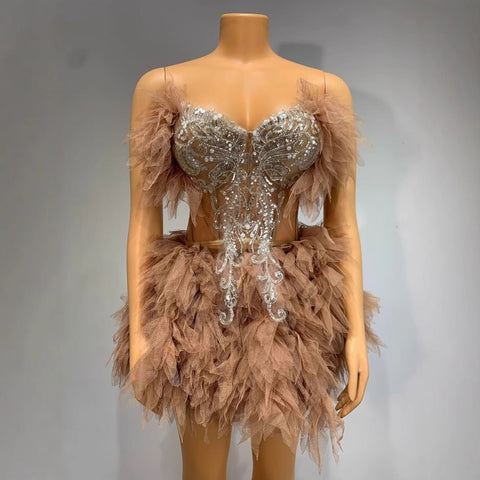 Sweet Stage Outfit Singer Celebrity Performance Costume Birthday Party Dress Fashion Two - Piece Skirt Set - Coscosmos