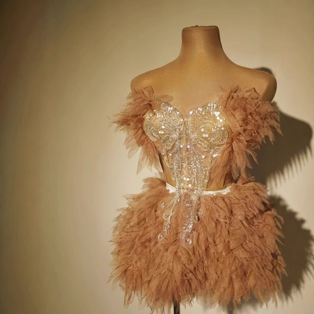 Sweet Stage Outfit Singer Celebrity Performance Costume Birthday Party Dress Fashion Two - Piece Skirt Set - Coscosmos