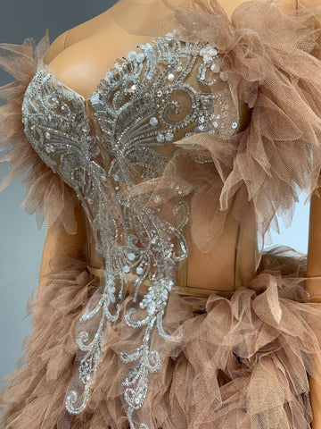 Sweet Stage Outfit Singer Celebrity Performance Costume Birthday Party Dress Fashion Two - Piece Skirt Set - Coscosmos