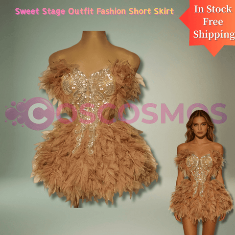 Sweet Stage Outfit Singer Celebrity Performance Costume Birthday Party Dress Fashion Two - Piece Skirt Set - Coscosmos