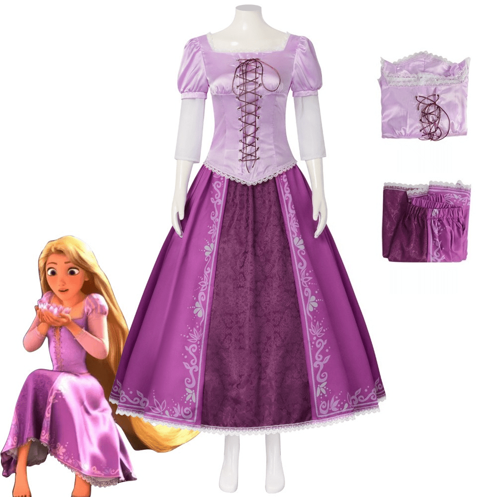 Tangled Rapunzel Cosplay Costume Princess Dress for Halloween Role Play - Coscosmos