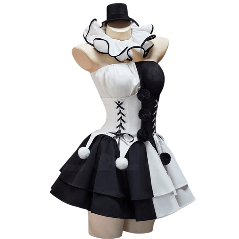Terrifier Art the Clown Cosplay Costume - Full Set Gothic Black and White Jester Dress for Halloween - Coscosmos