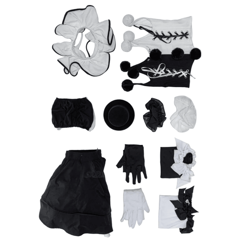Terrifier Art the Clown Cosplay Costume - Full Set Gothic Black and White Jester Dress for Halloween - Coscosmos