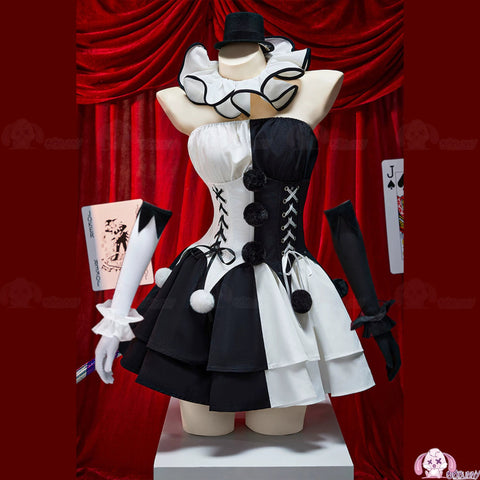 Terrifier Art the Clown Cosplay Costume - Full Set Gothic Black and White Jester Dress for Halloween - Coscosmos