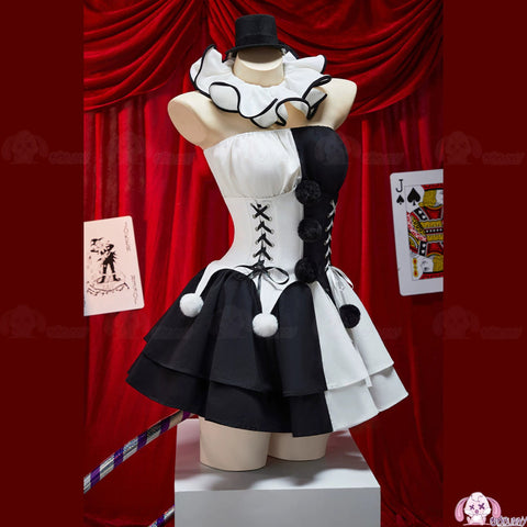 Terrifier Art the Clown Cosplay Costume - Full Set Gothic Black and White Jester Dress for Halloween - Coscosmos