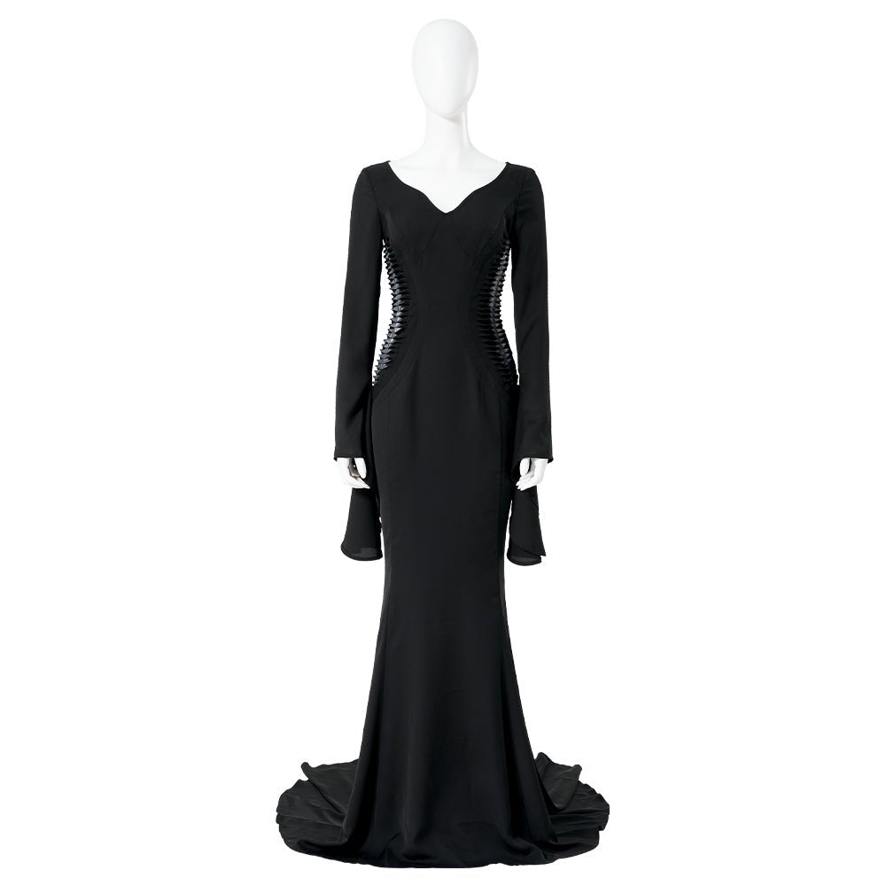 The Addams Family Morticia Addams Cosplay Costume Black Vintage Dress Halloween Carnival Suit - Coscosmos