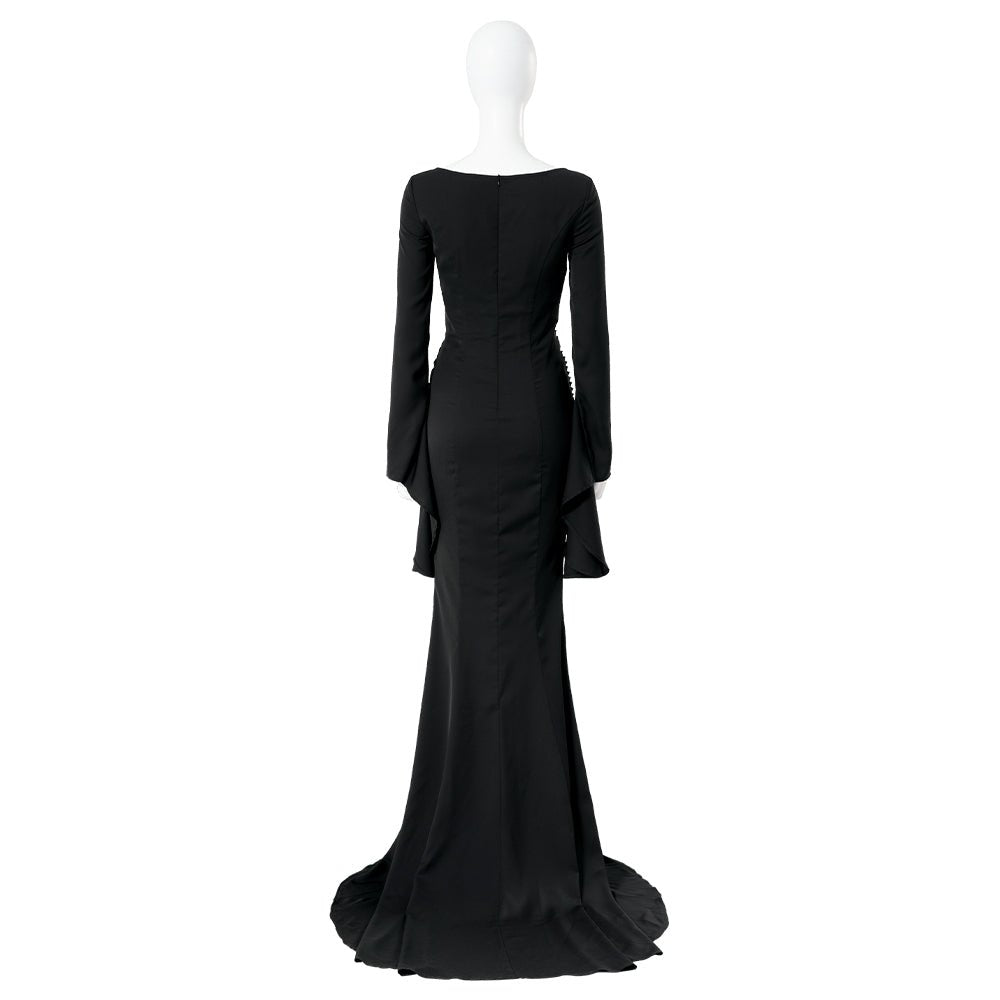 The Addams Family Morticia Addams Cosplay Costume Black Vintage Dress Halloween Carnival Suit - Coscosmos