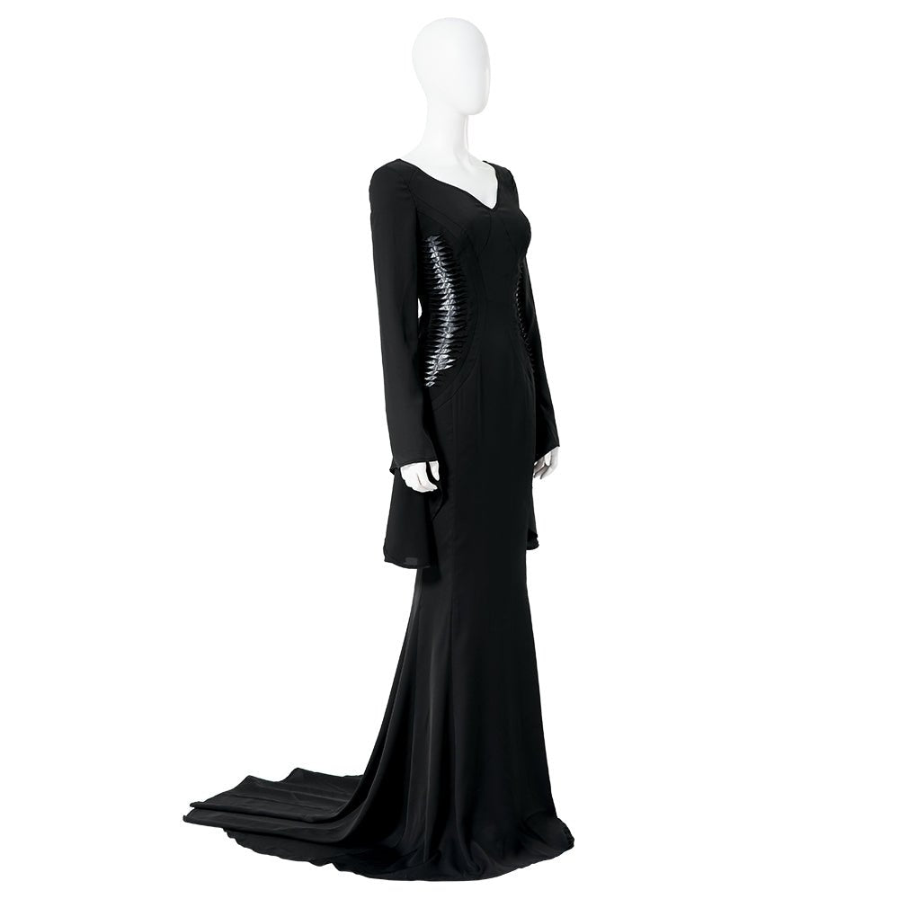 The Addams Family Morticia Addams Cosplay Costume Black Vintage Dress Halloween Carnival Suit - Coscosmos