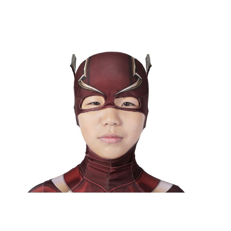 The Flash Barry Allen Halloween Cosplay Costume Superhero 3D Print Jumpsuit Mask for Kids - Coscosmos