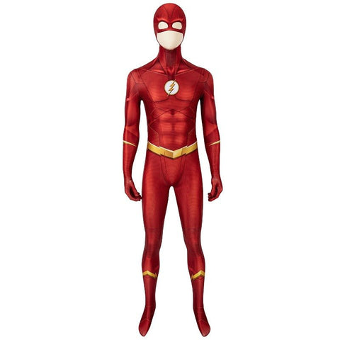 The Flash Season 5 Barry Allen Cosplay Costume Jumpsuit Mask Full Set 3D Print - Coscosmos