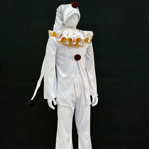 The Freak Circus Old Design White Pierrot & Harlequin Halloween Cosplay Costume - Coscosmos