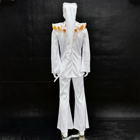 The Freak Circus Old Design White Pierrot & Harlequin Halloween Cosplay Costume - Coscosmos