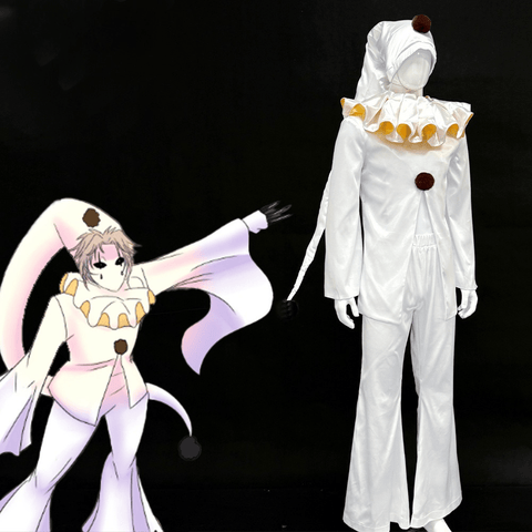 The Freak Circus Old Design White Pierrot & Harlequin Halloween Cosplay Costume - Coscosmos
