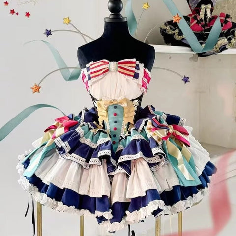 The Little Prince Theater Edition “Repaying Kindness” Off - Shoulder Feather Sequin Mini Dress – Elegant Performance Costume, Birthday Party Outfit, Fashion Mesh Tube Top Dress - Coscosmos