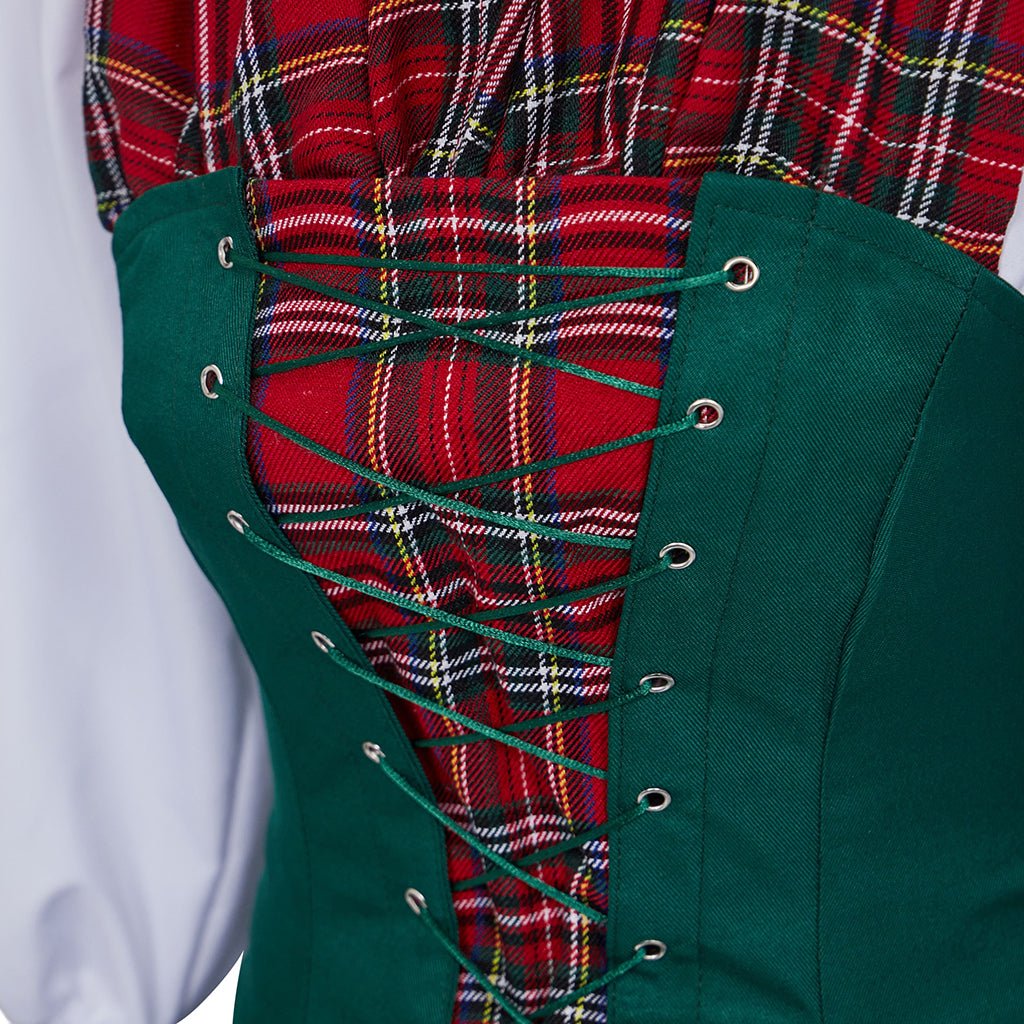 The Nightmare Before Christmas Red and Green Plaid Dress - Coscosmos