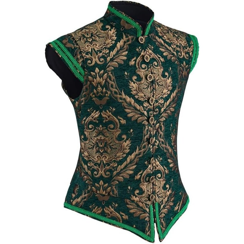 The Tudor Green & Gold Doublet | Premium Renaissance Costume for Men | Medieval LARP & Cosplay Apparel - Coscosmos