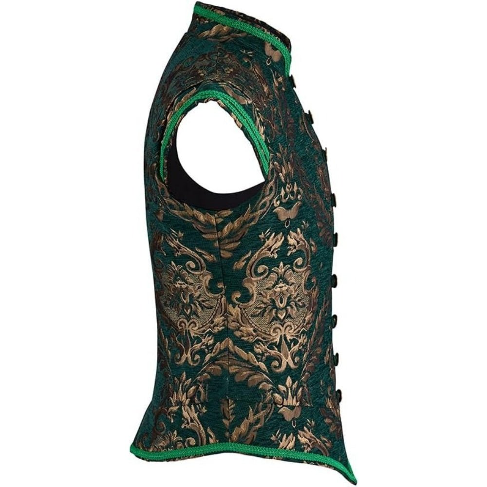 The Tudor Green & Gold Doublet | Premium Renaissance Costume for Men | Medieval LARP & Cosplay Apparel - Coscosmos