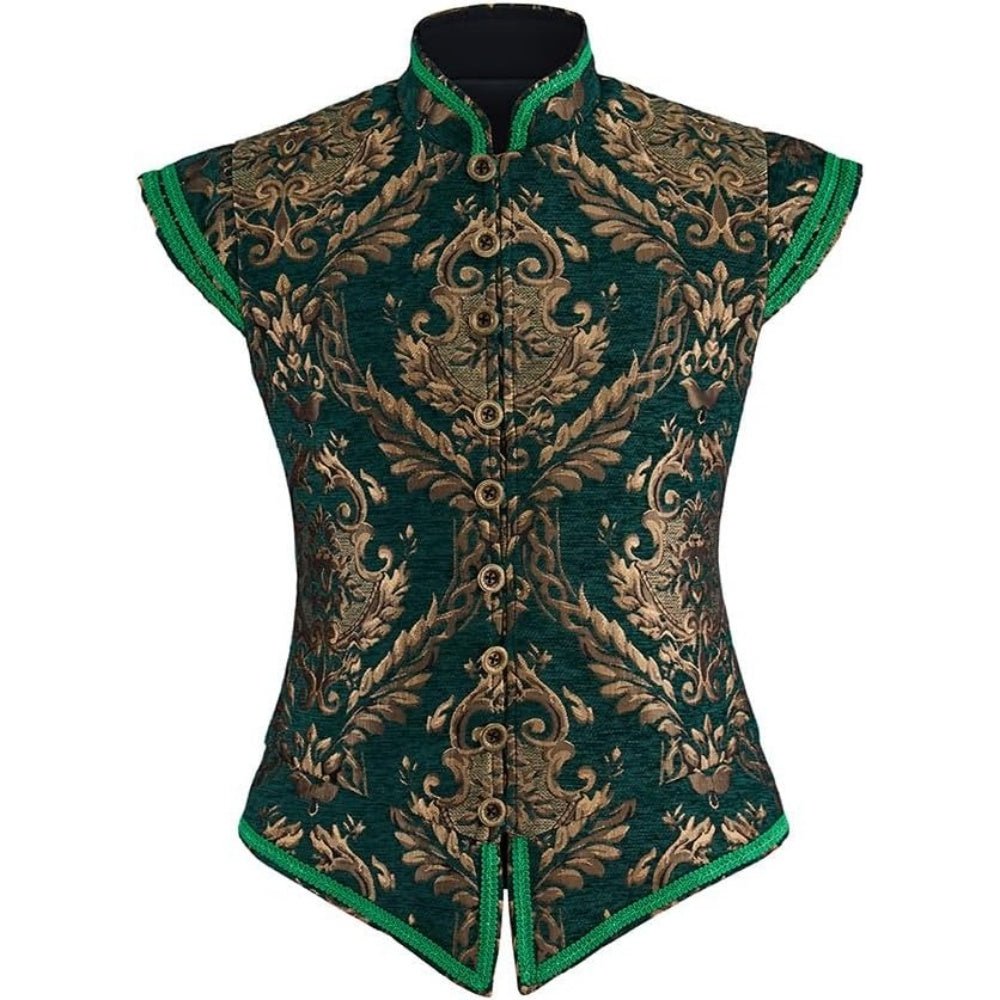 The Tudor Green & Gold Doublet | Premium Renaissance Costume for Men | Medieval LARP & Cosplay Apparel - Coscosmos
