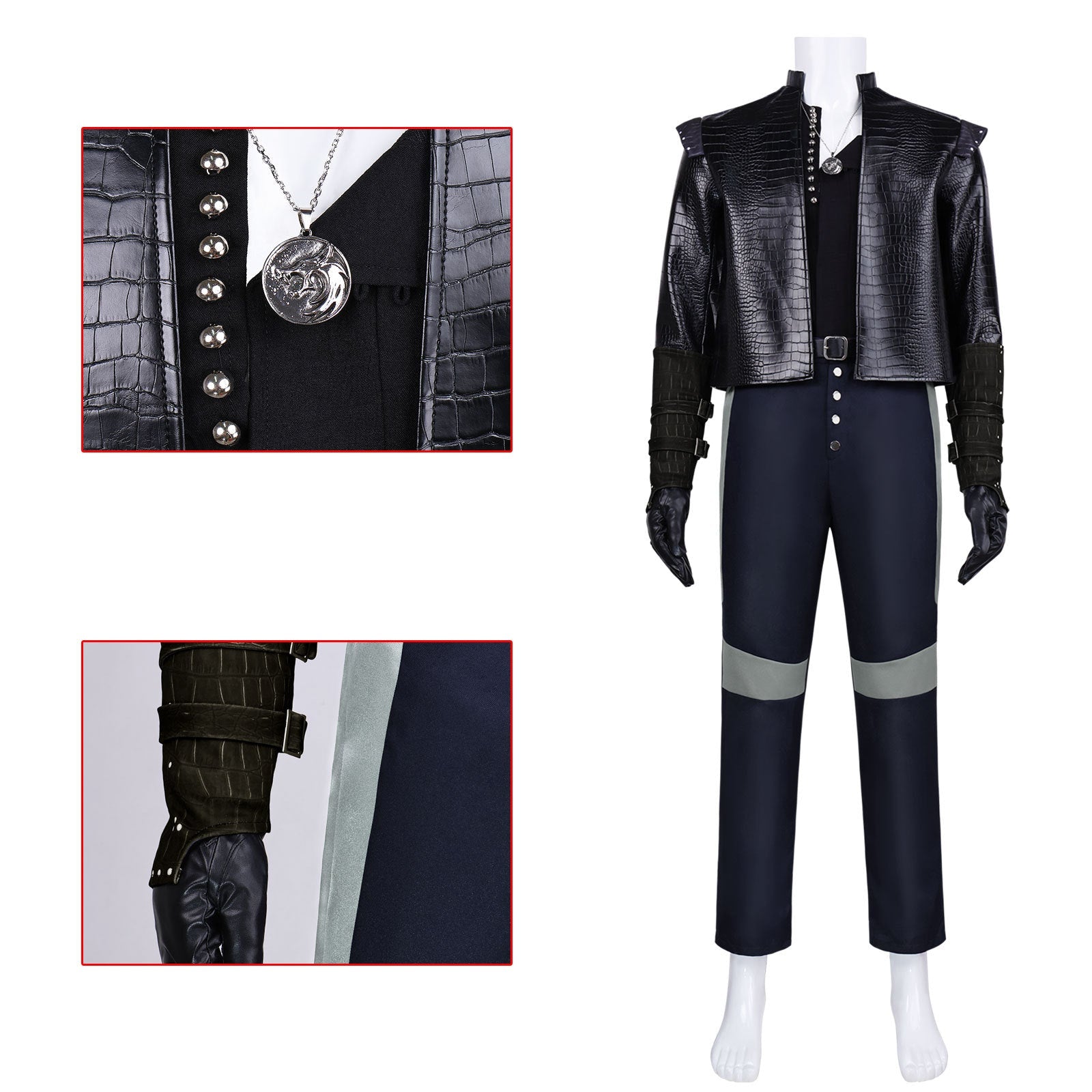 The Witcher 4 Geralt of Rivia Cosplay Outfit White Wolf Medieval Leather Full Suit Halloween - Coscosmos
