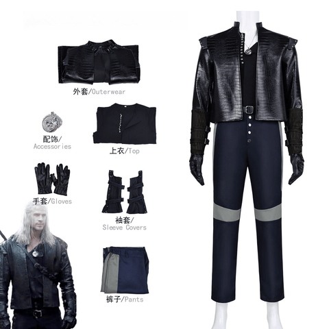 The Witcher 4 Geralt of Rivia Cosplay Outfit White Wolf Medieval Leather Full Suit Halloween - Coscosmos