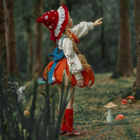 The Wizard of Oz Girls' Autumn Little Red Riding Hood Lolita Dress for Halloween & Cosplay - Coscosmos