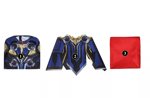 Thor: Love and Thunder Child Cosplay Costume – Authentic Kids’ Bodysuit with Cape & Accessories, Complete Movie - Inspired Outfit for Young Superheroes - Coscosmos