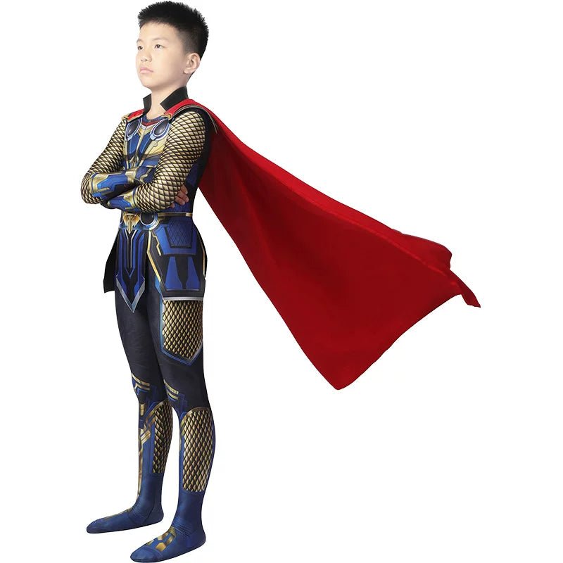 Thor: Love and Thunder Child Cosplay Costume – Authentic Kids’ Bodysuit with Cape & Accessories, Complete Movie - Inspired Outfit for Young Superheroes - Coscosmos