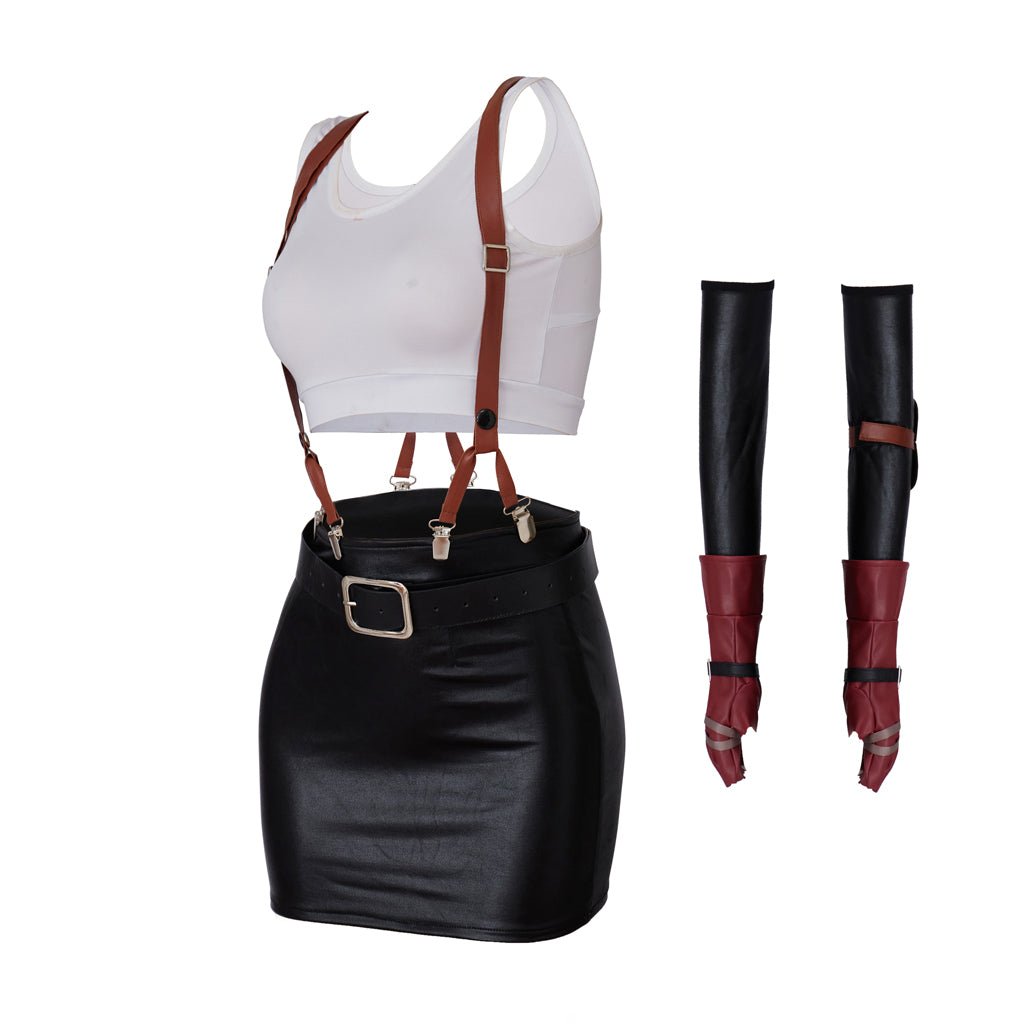 Tifa Lockhart Final Fantasy VII Remake Cosplay Costume Set - Classic Outfit Mini Dress Top & Skirt Full Set - Coscosmos