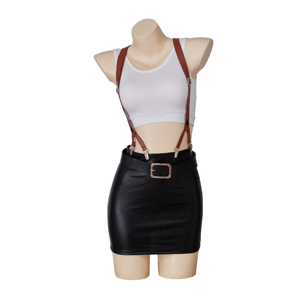 Tifa Lockhart Final Fantasy VII Remake Cosplay Costume Set - Classic Outfit Mini Dress Top & Skirt Full Set - Coscosmos