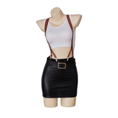 Tifa Lockhart Final Fantasy VII Remake Cosplay Costume Set - Classic Outfit Mini Dress Top & Skirt Full Set - Coscosmos