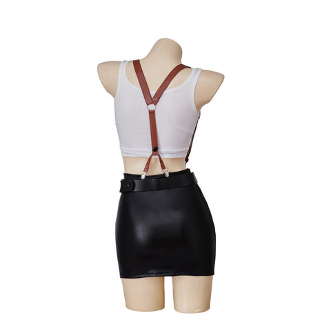 Tifa Lockhart Final Fantasy VII Remake Cosplay Costume Set - Classic Outfit Mini Dress Top & Skirt Full Set - Coscosmos