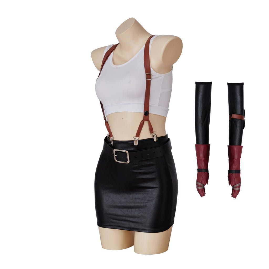 Tifa Lockhart Final Fantasy VII Remake Cosplay Costume Set - Classic Outfit Mini Dress Top & Skirt Full Set - Coscosmos