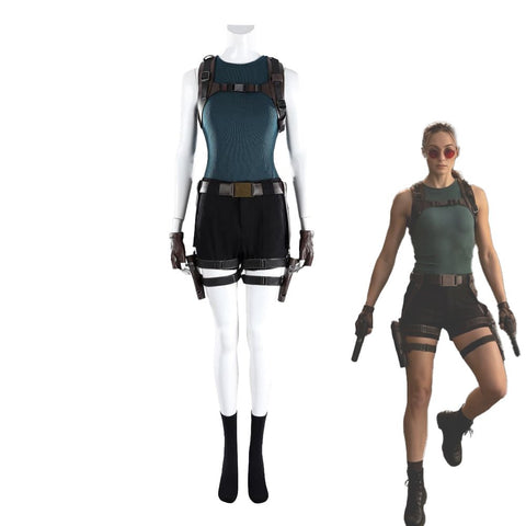 Tomb Raider Live Action Series Lara Croft Full Set Cosplay Costume, Adventure Explorer Outfit for Women - Coscosmos