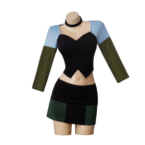 Total Drama Island Gwen Cosplay Costume Crop Top and Mini Skirts Red Top Green Shorts Full Set - Coscosmos
