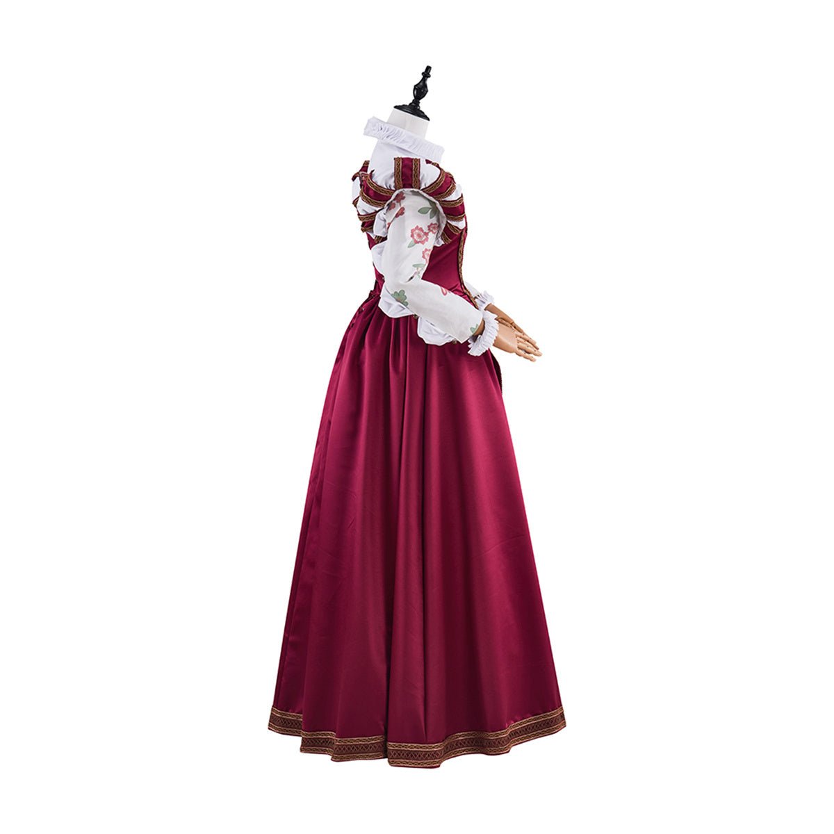 Tudor Dynasty Red Waistcoat Floral Dress Cosplay Costume - Coscosmos