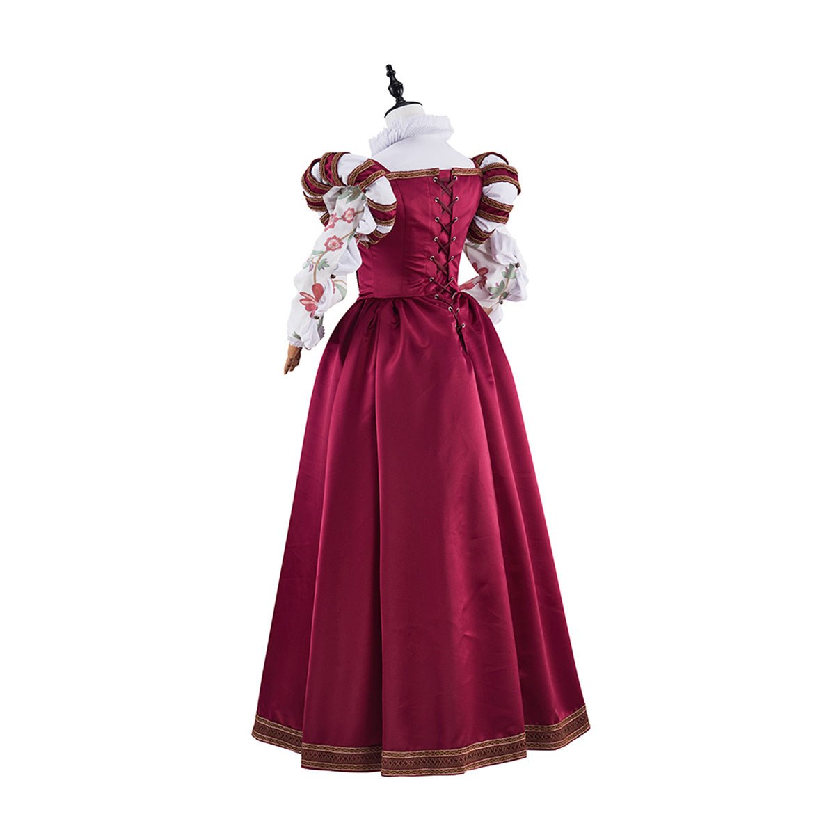 Tudor Dynasty Red Waistcoat Floral Dress Cosplay Costume - Coscosmos